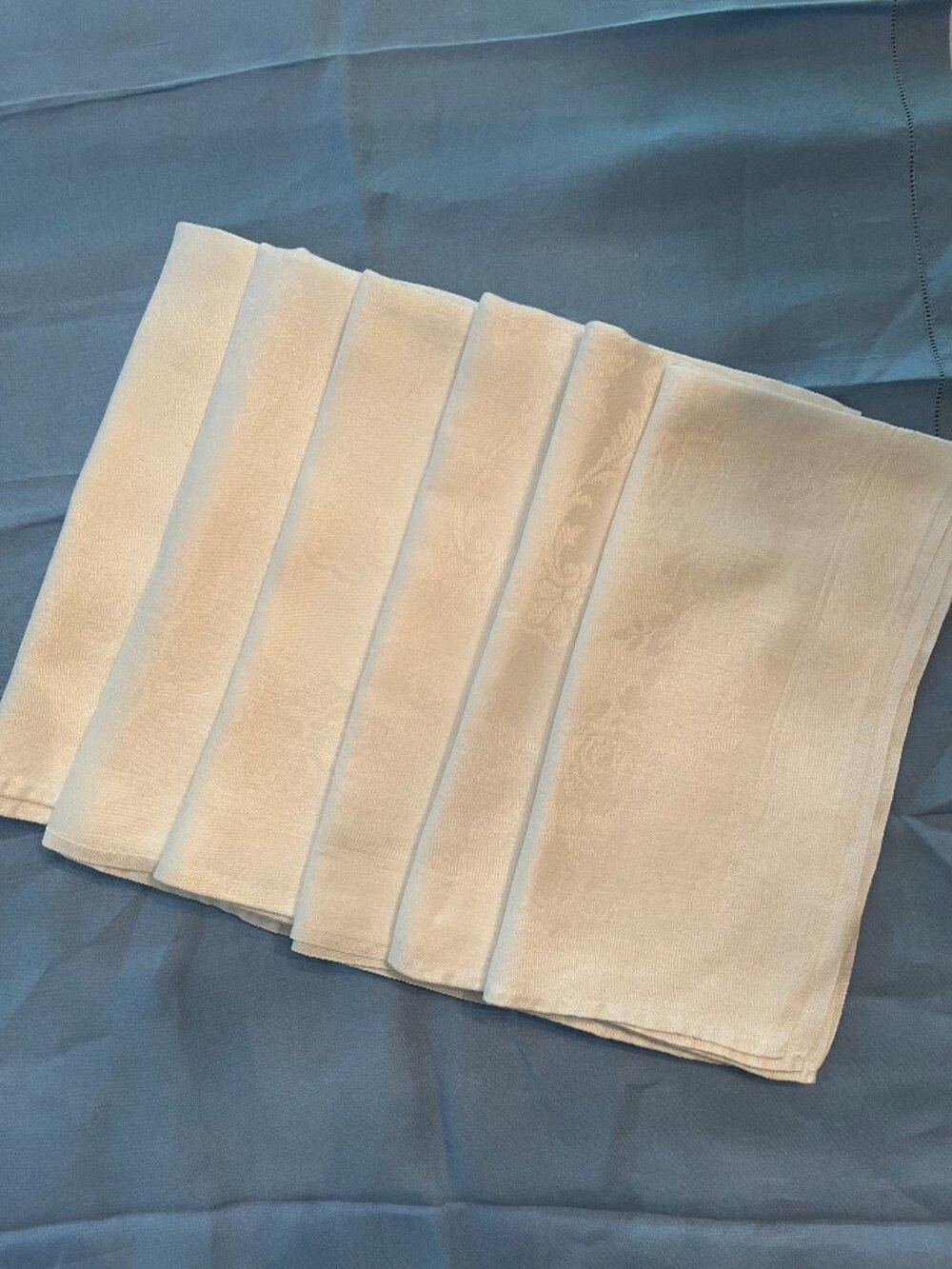 Vintage Damask Linen Napkins set of 6
